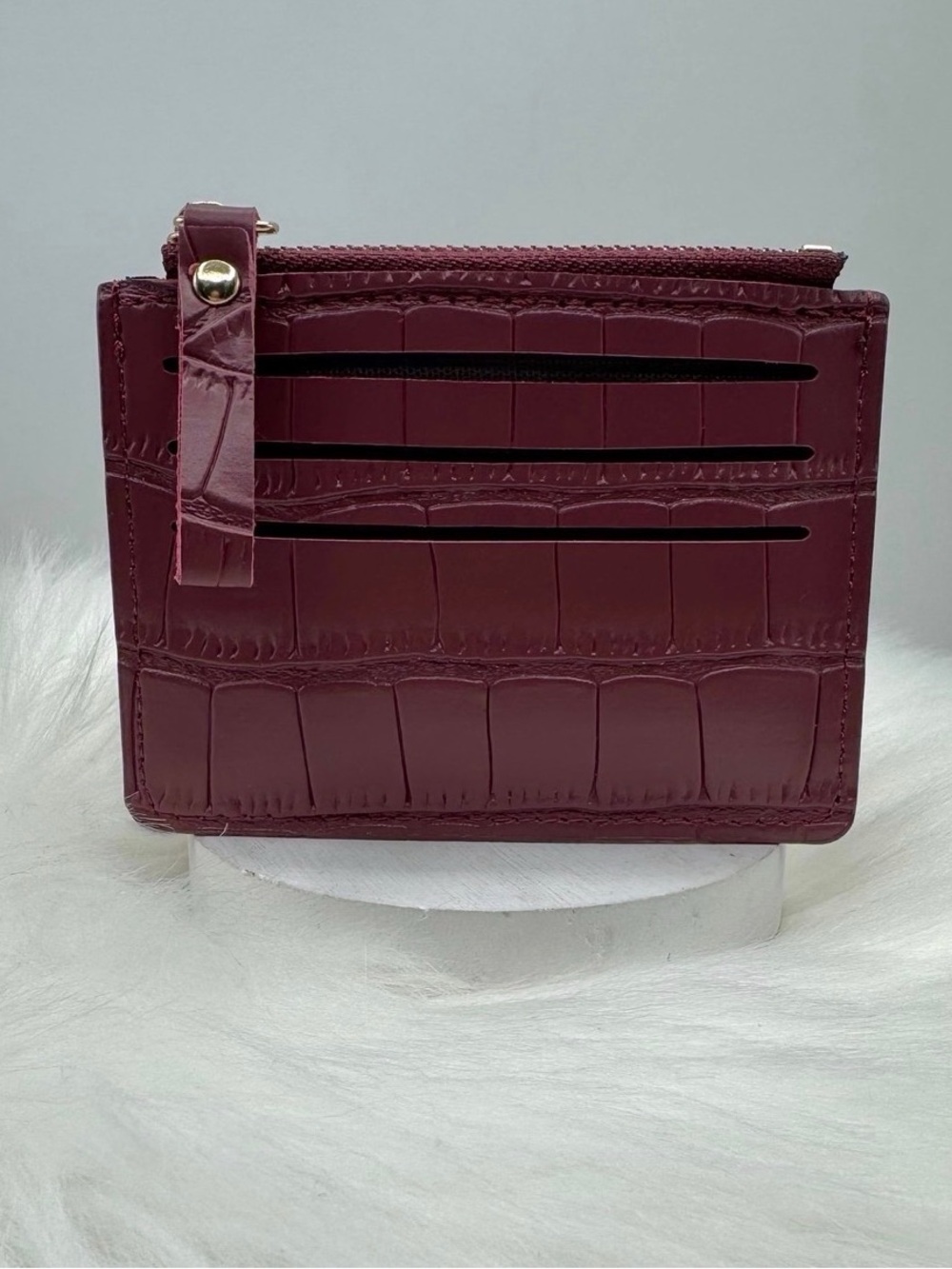Cute Small Burgundy Card Wallet - Picture 2 of 4